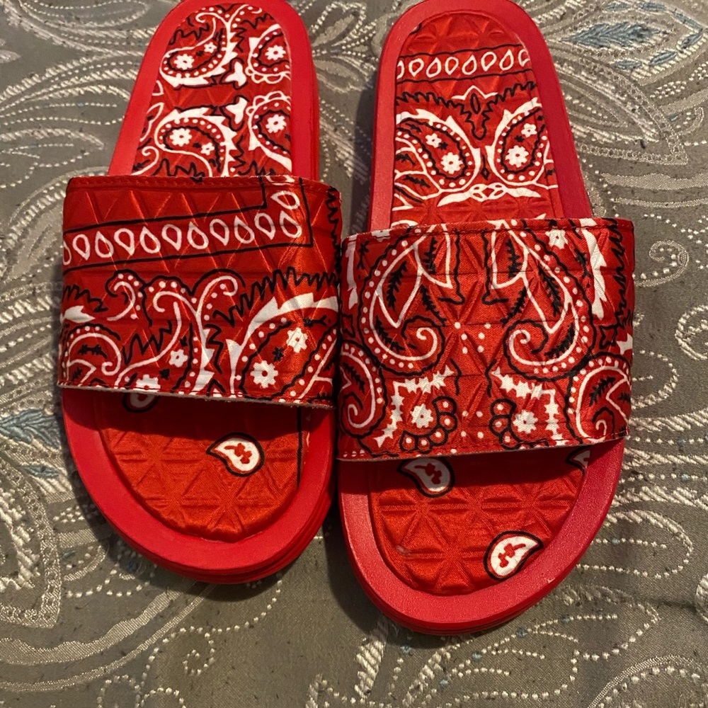 Brand new red bandanna slides